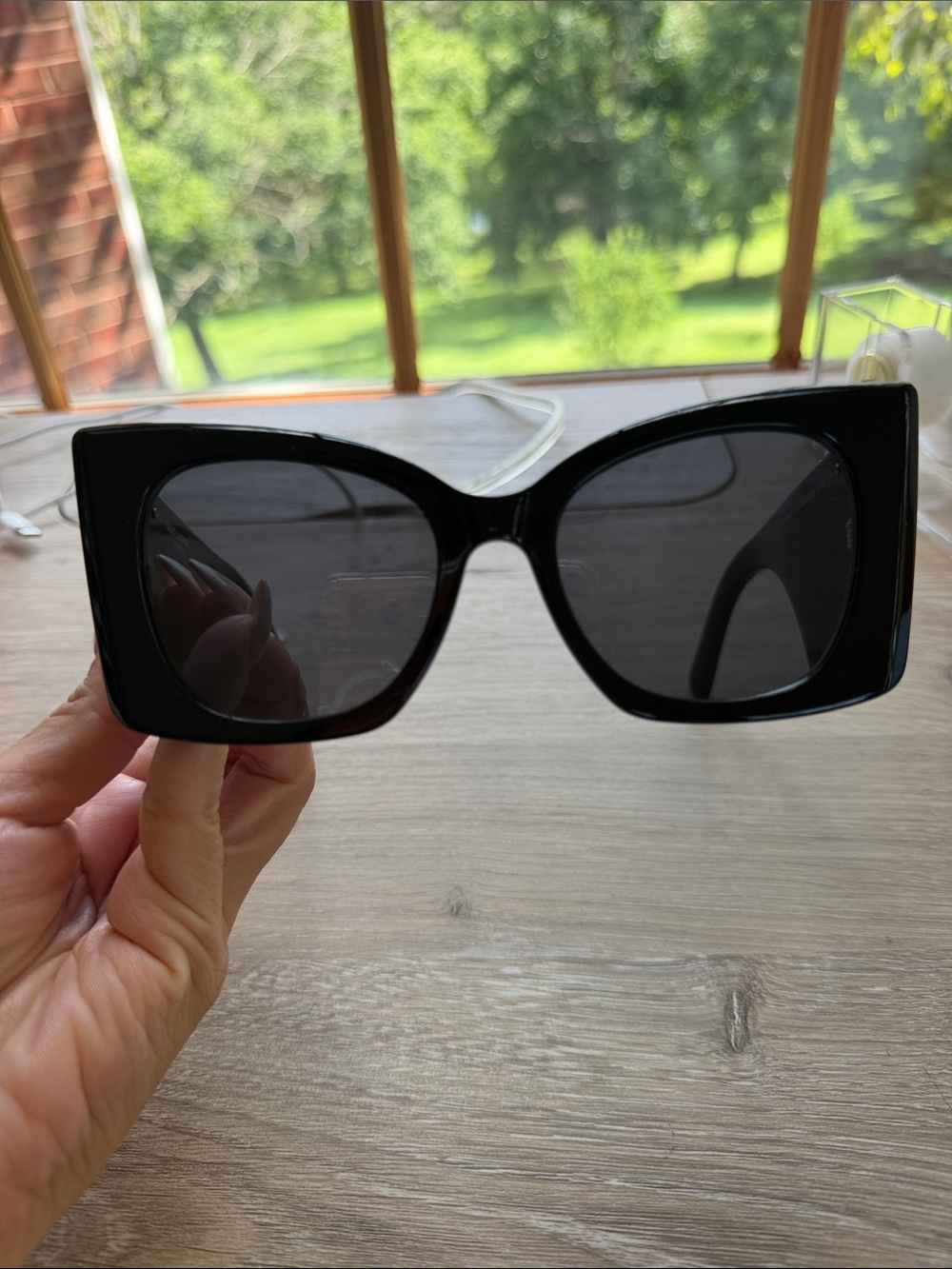 Saint Laurent Black Oversized Logo Shield Sunglasses DUPE/ COPY - Picture 2 of 4
